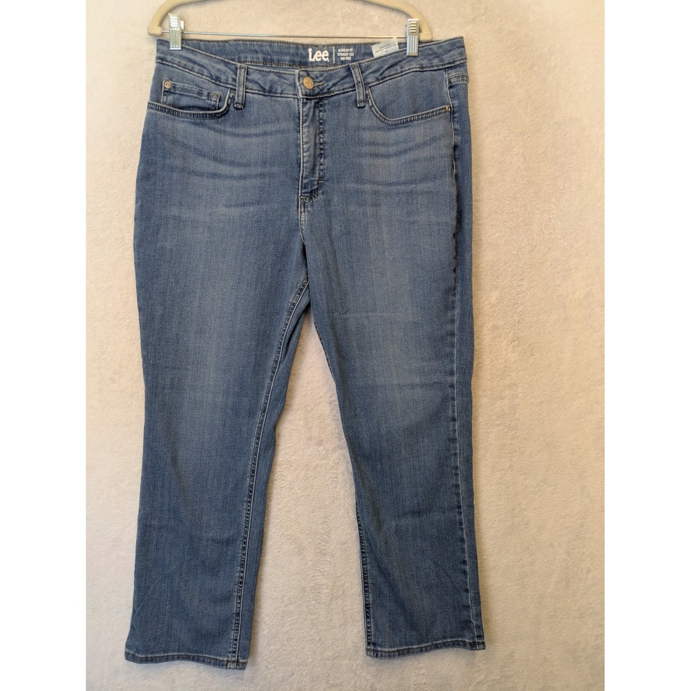NEW Lee Straight Leg Jeans Women's 16P Blue Mid Rise‎ Regular Fit